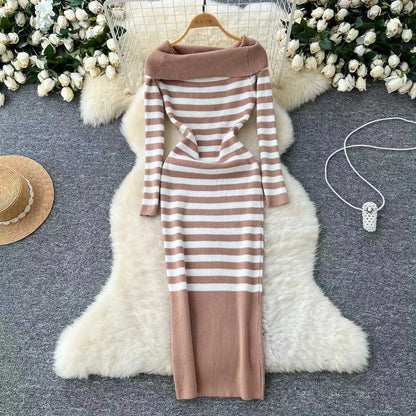 Off-Shoulder Knit Sheath Dress