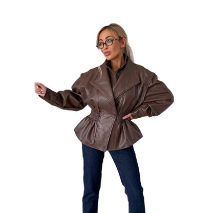 Classic Collared Faux Leather Jacket