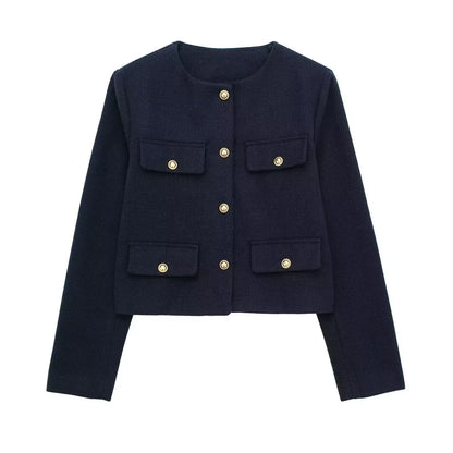 Fashion Casual Flip Trim Short Jacket for Women