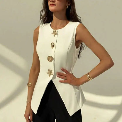 Yasmina V-Neck Button Vest