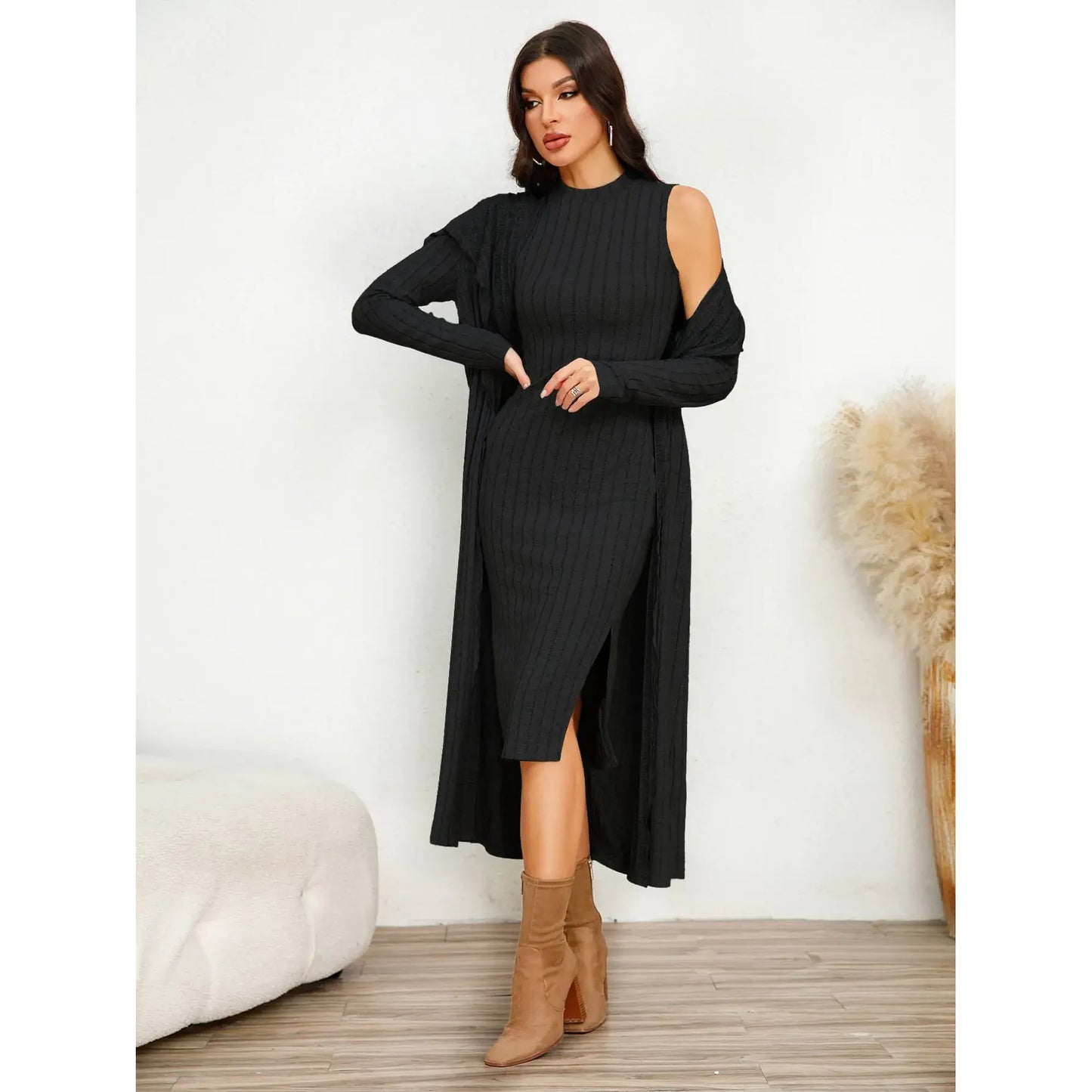 Long Sleeve High Waist Dress