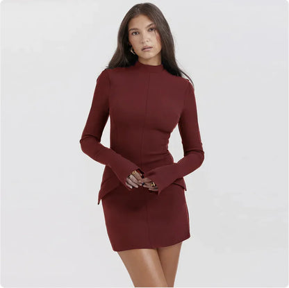 Elara Slim-Fit Pleated Dress