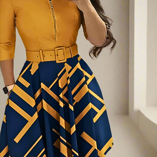 Celeste Belted A-Line Midi Dress