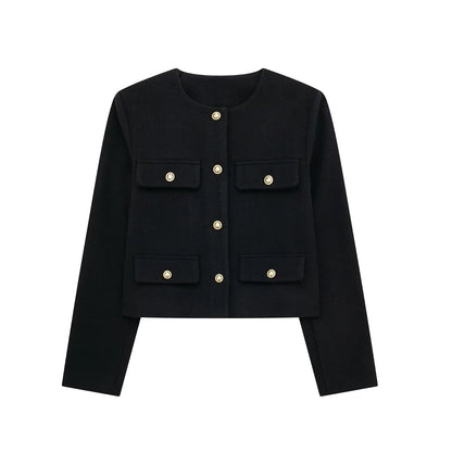 Fashion Casual Flip Trim Short Jacket for Women
