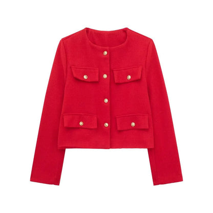 Fashion Casual Flip Trim Short Jacket for Women