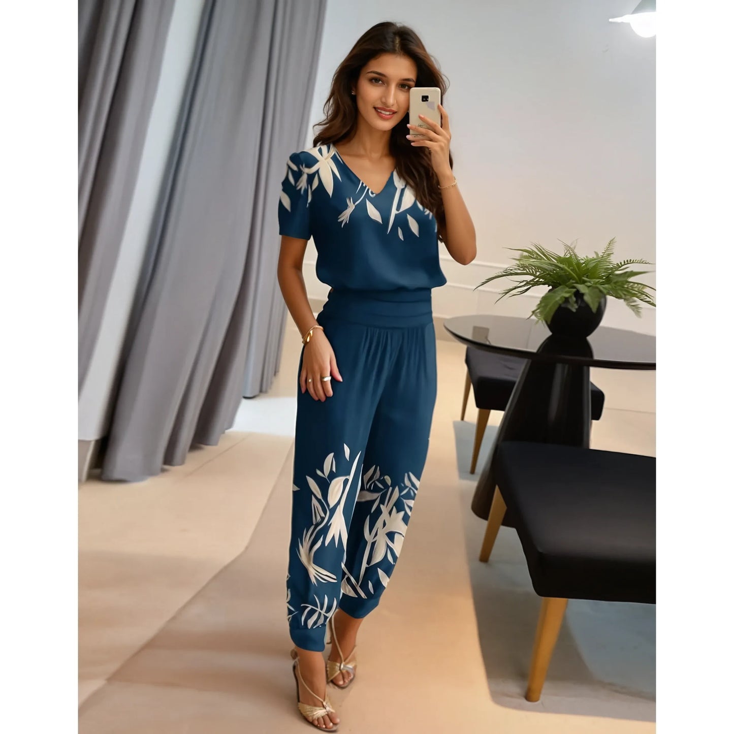 Emmely™ Mode Jumpsuit - Stylish V-Neck