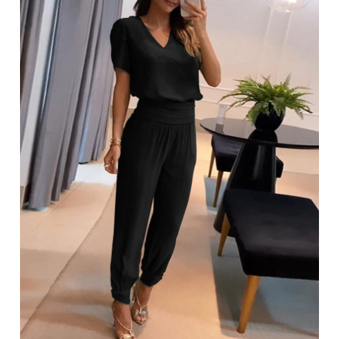 Emmely™ Mode Jumpsuit - Stylish V-Neck
