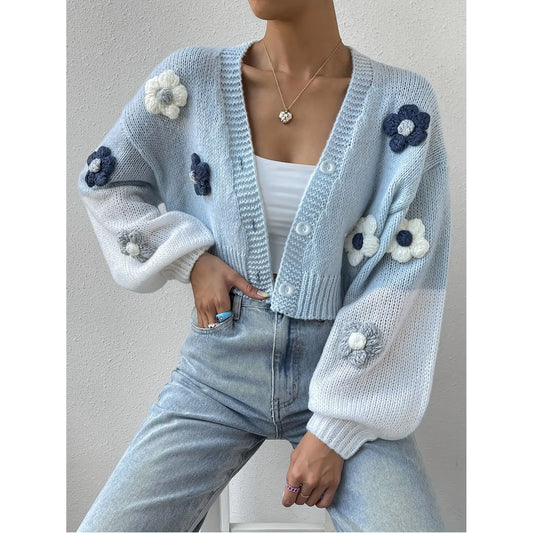 Vintage Floral Knit Cardigan