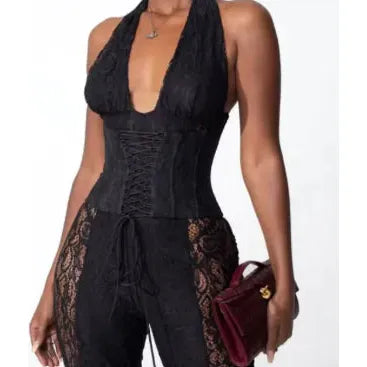 Anita Chic Halter V-Neck Jumpsuit