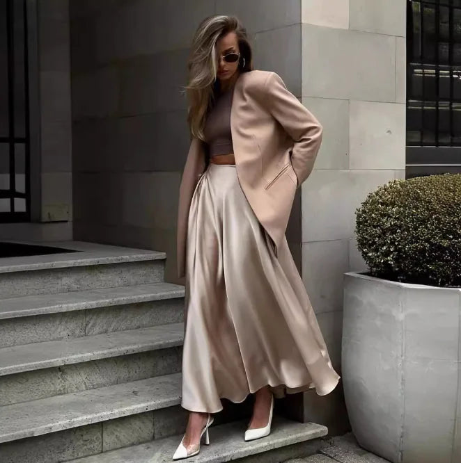 Silkline Flow Satin Long Skirt