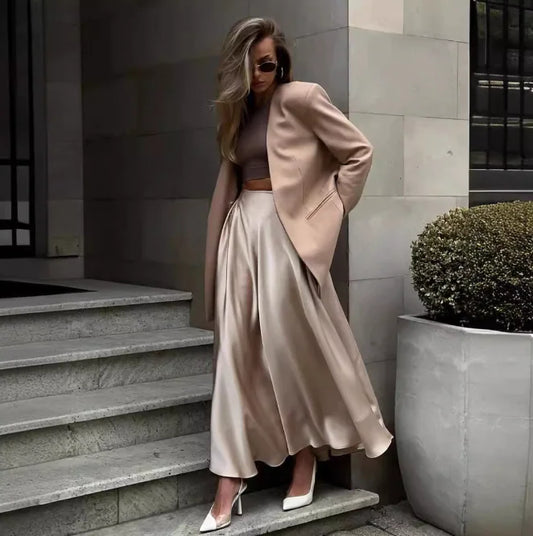 Silkline Flow Satin Long Skirt