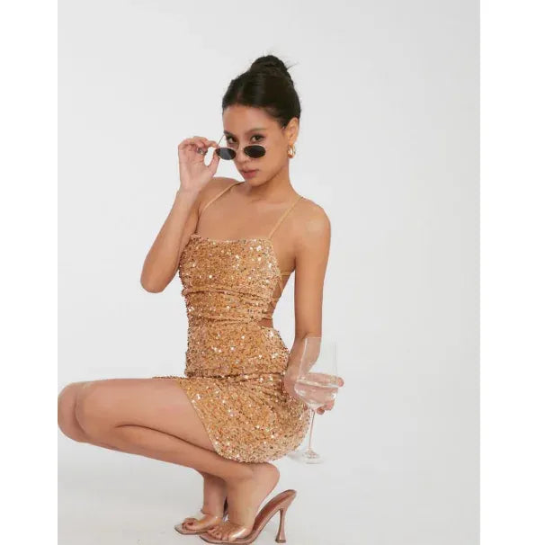 Celestine – Sequin Strap Evening Dress