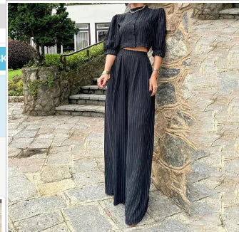 Selena Set - Women's Summer Casual Striped Top & Pants