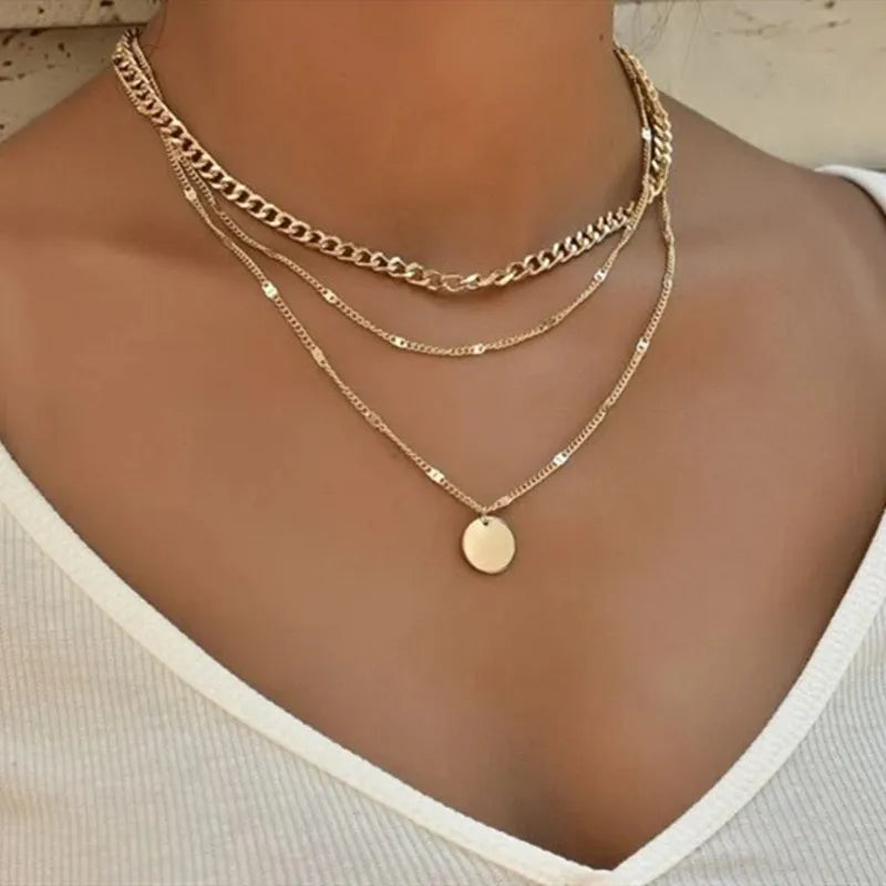 Stacked Star Pearl Clavicle Chain Simple