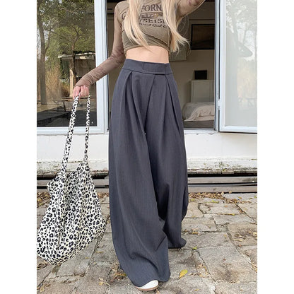 High Waist Drooping Loose Casual Mopping Suit Pants