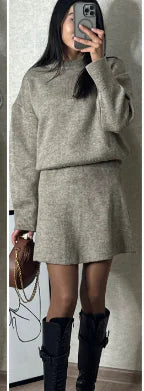 Solid Casual Preppy Knit Short Set (One Set)