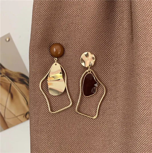 Korean Vintage Geometric Asymmetrical Earrings