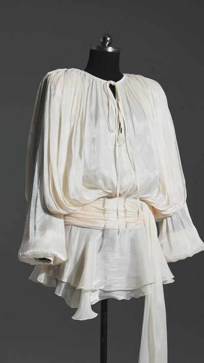 Sienna Bloom Ruched Tie Waist Short Dress