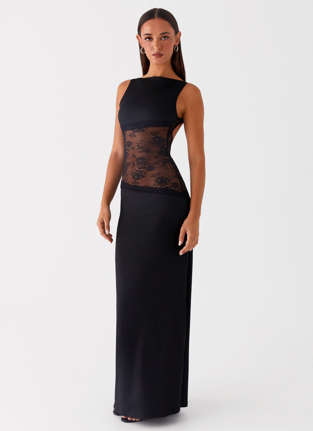 Hollow Backless Lace Maxi Dress
