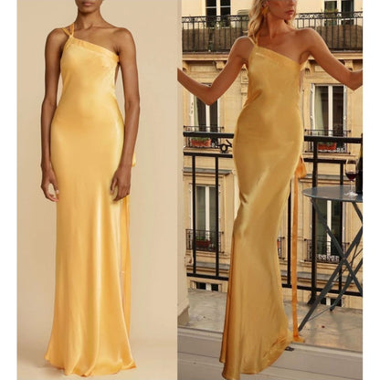 ✨ Mariah Maxi Dress – Yellow Oblique Shoulder ✨