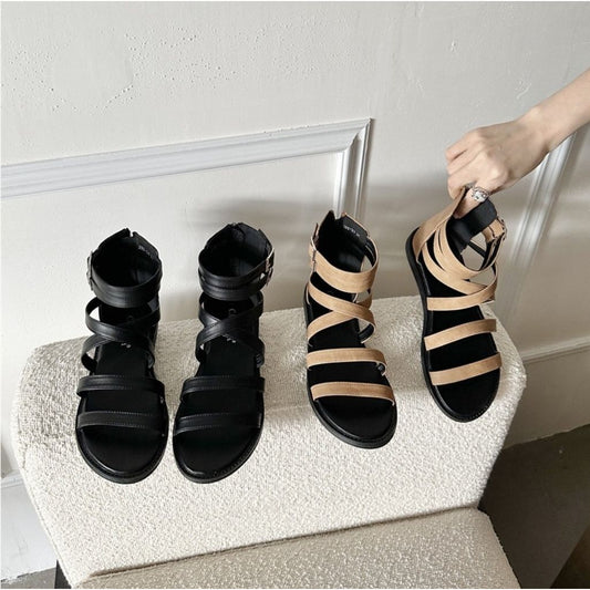 Wooden Heel High-Top Belt Buckle Women's Sandals