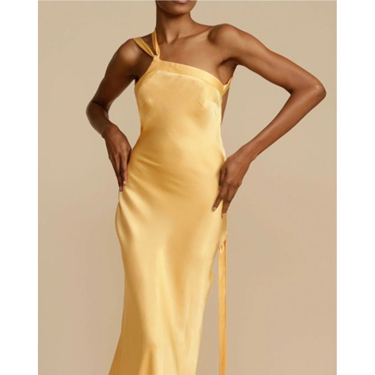 ✨ Mariah Maxi Dress – Yellow Oblique Shoulder ✨