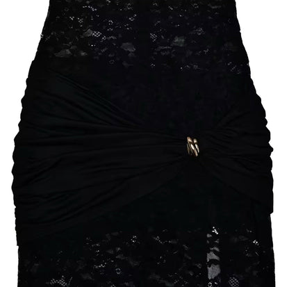 Hollow Out Lace High Slit Dress