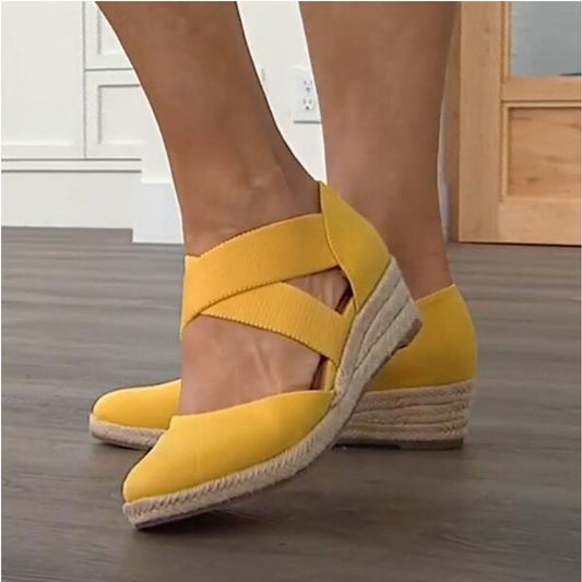 Casual Hollow Roman Single Shoes with Slope Heel for Women