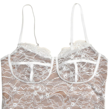 Lace Spliced Sling Long Dress