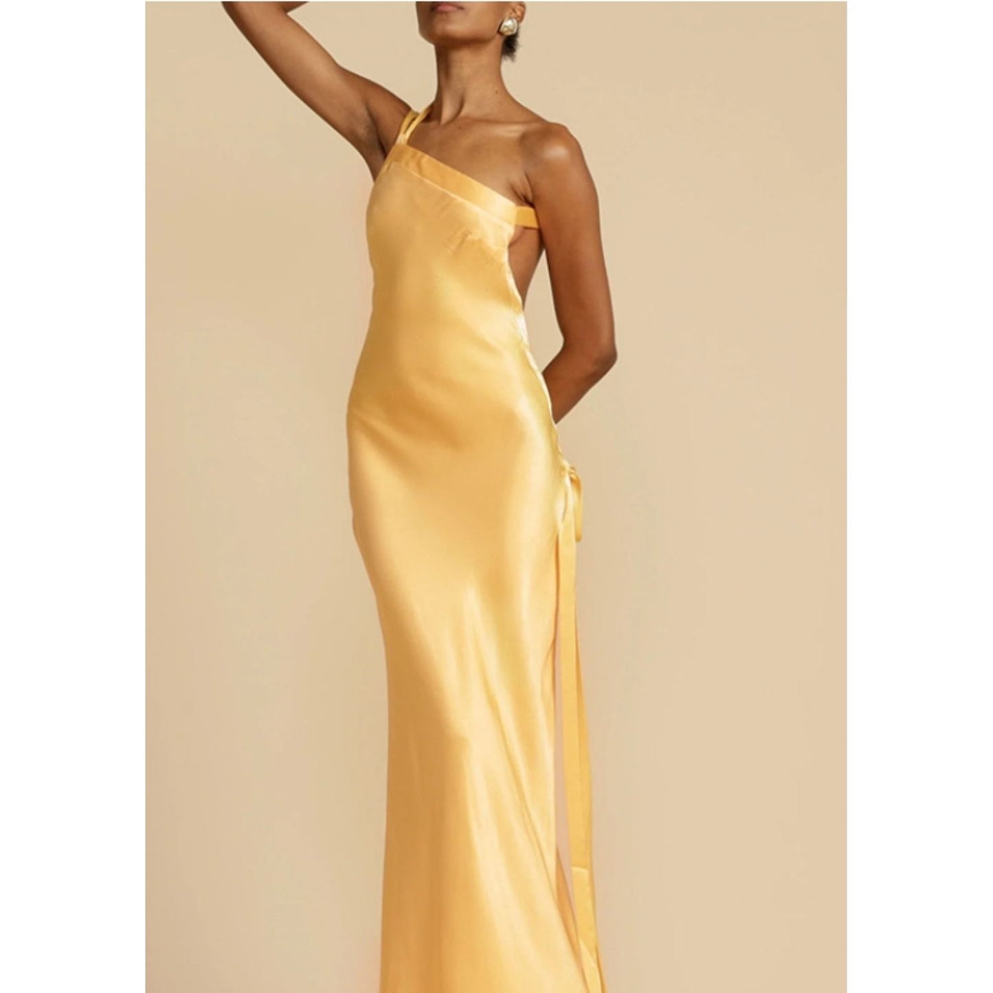 ✨ Mariah Maxi Dress – Yellow Oblique Shoulder ✨