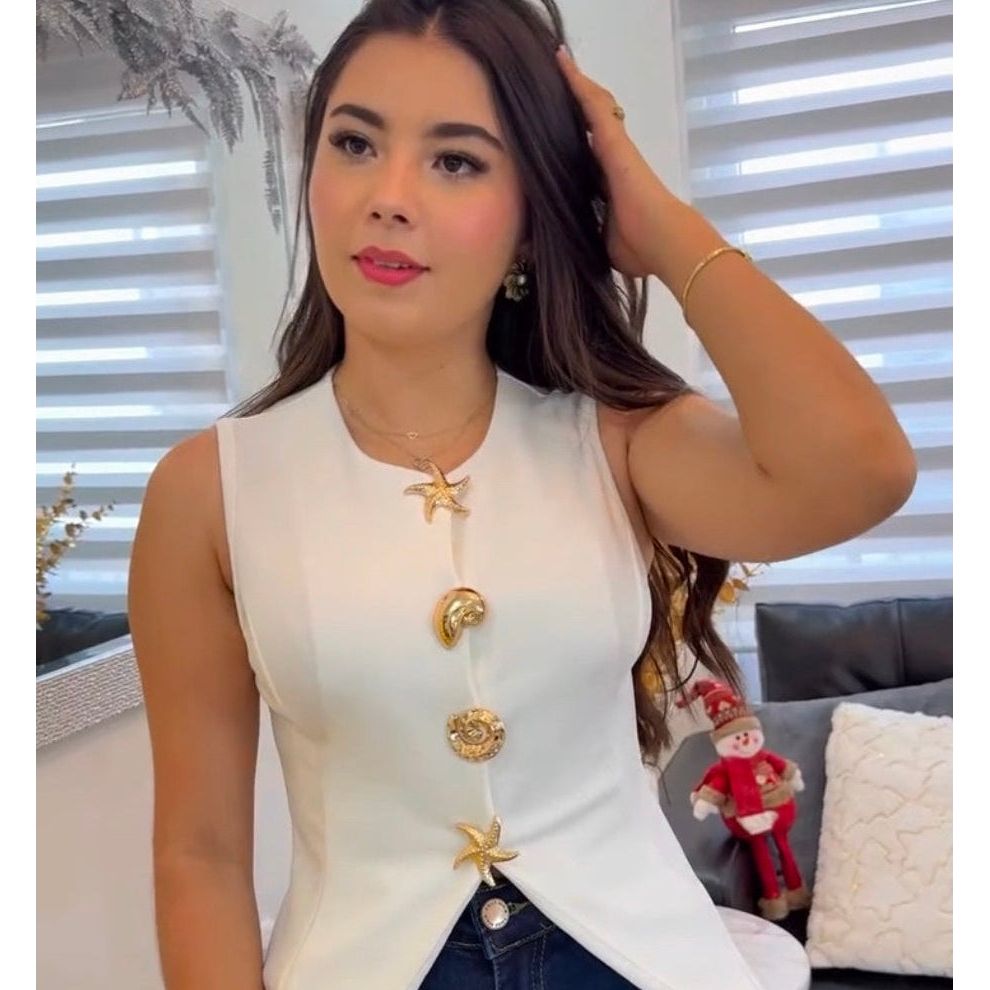 Yasmina V-Neck Button Vest