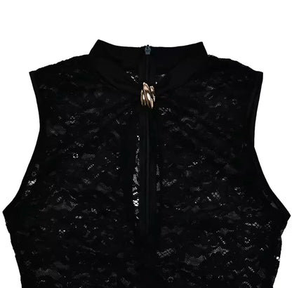 Hollow Out Lace High Slit Dress