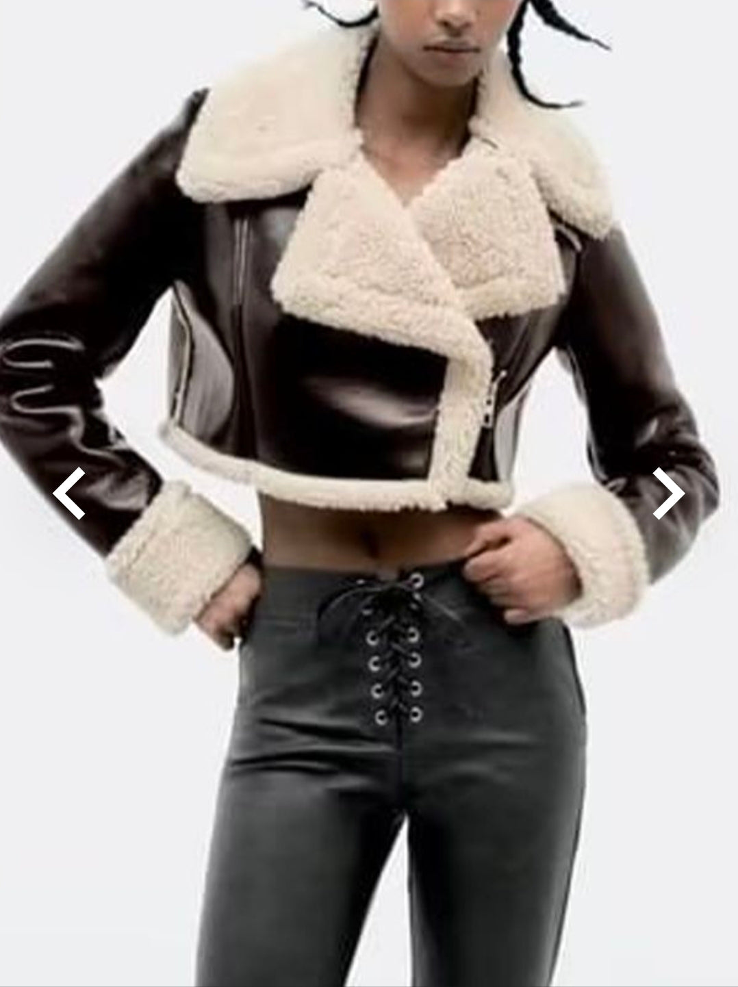 Marvette – Vintage Faux Leather Fur-Collar Jacket