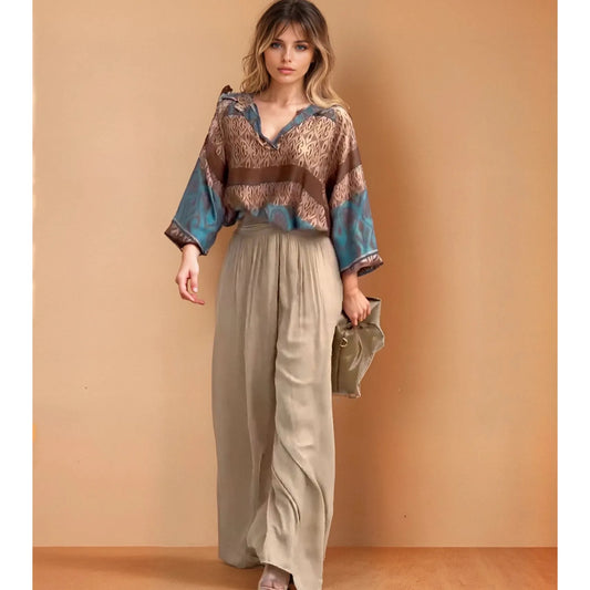 Comfy Chic Set: Mumbai Top and Wide-Leg Pants (One Set)