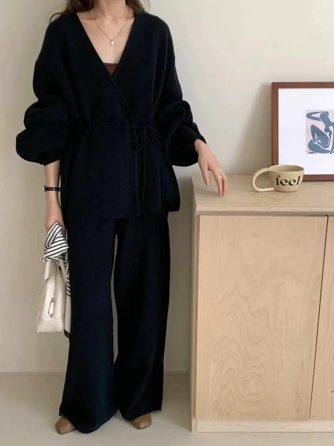 Cozy Cardigan &amp; Wide-Leg Knit Set