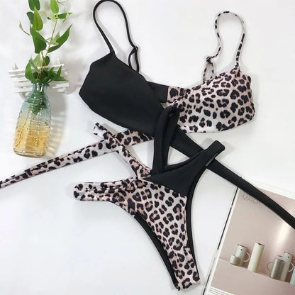 Leopard and Snake Print High Waist Bikini Set stylish Summer 2025