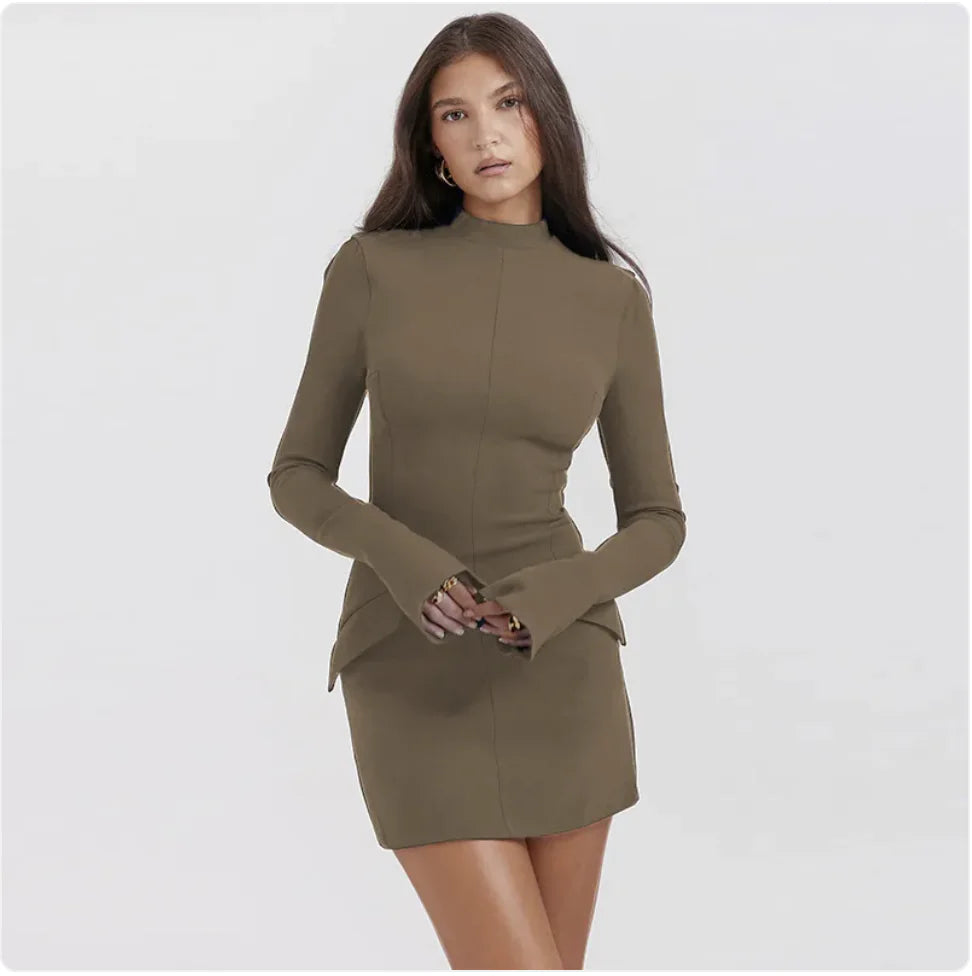 Elara Slim-Fit Pleated Dress